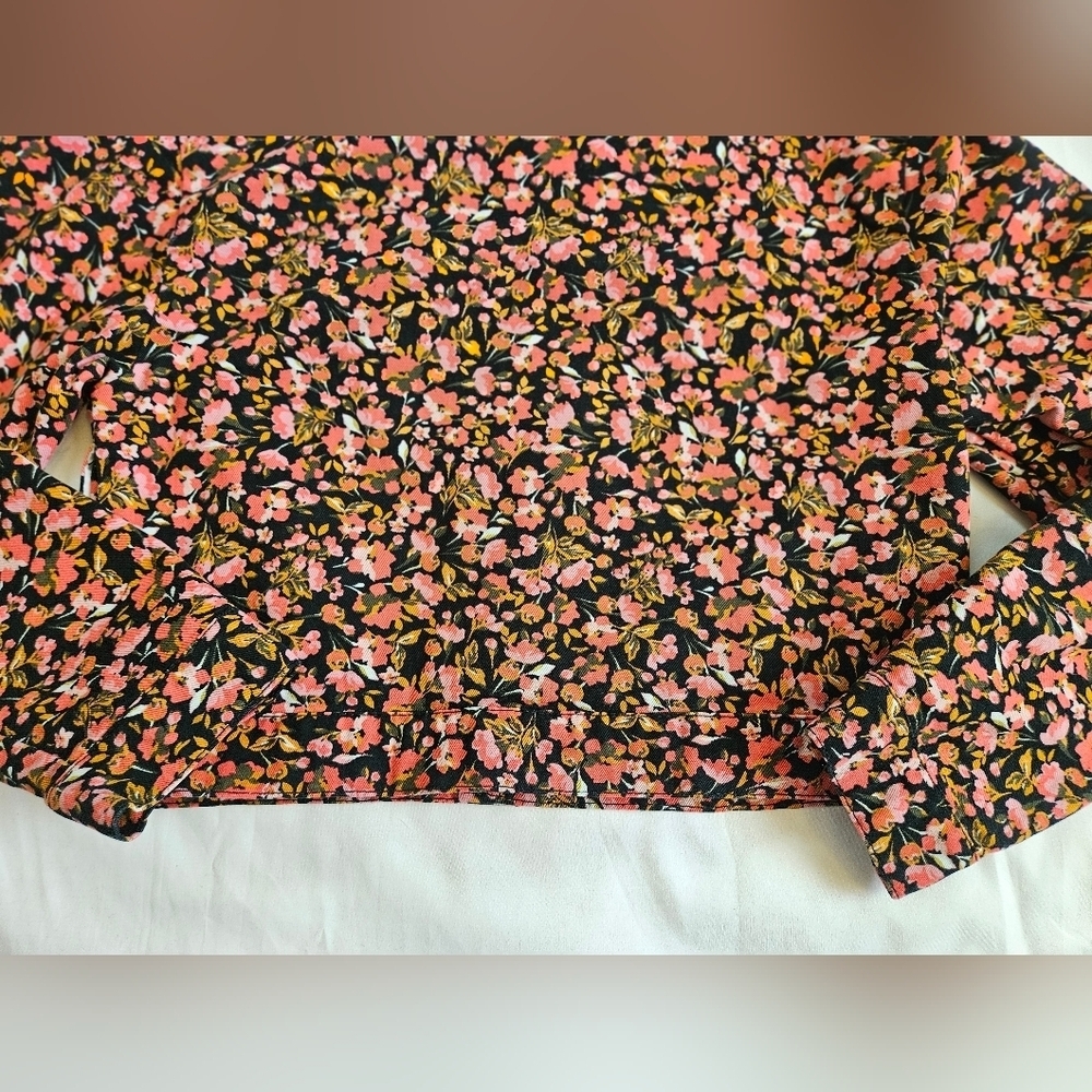 Social Standard By Sanctuary Black And Pink Floral Jean Jacket Size XL - Picture 13 of 13